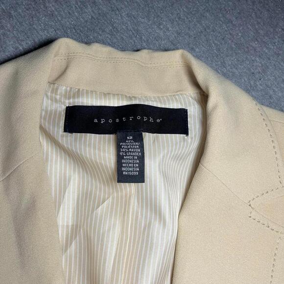 Apostrophe Two Piece Women's Beige Blazer Size 12 & Woman’s Skirt size 10 - Picture 3 of 9